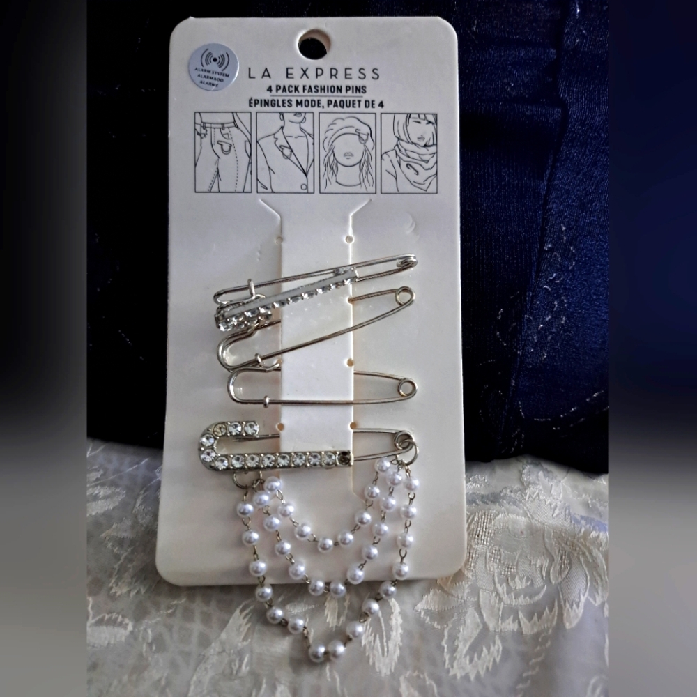 Express Silver and White Fashion Pins Set